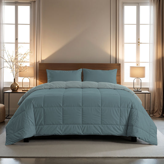 Zelesta Comfort Duo 4-Seizoenen Dekbed - Blauwgroen & Blauw