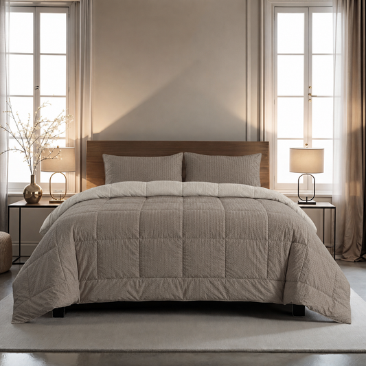 Zelesta Comfort Structure Seersucker Dekbed - Taupe & Beige