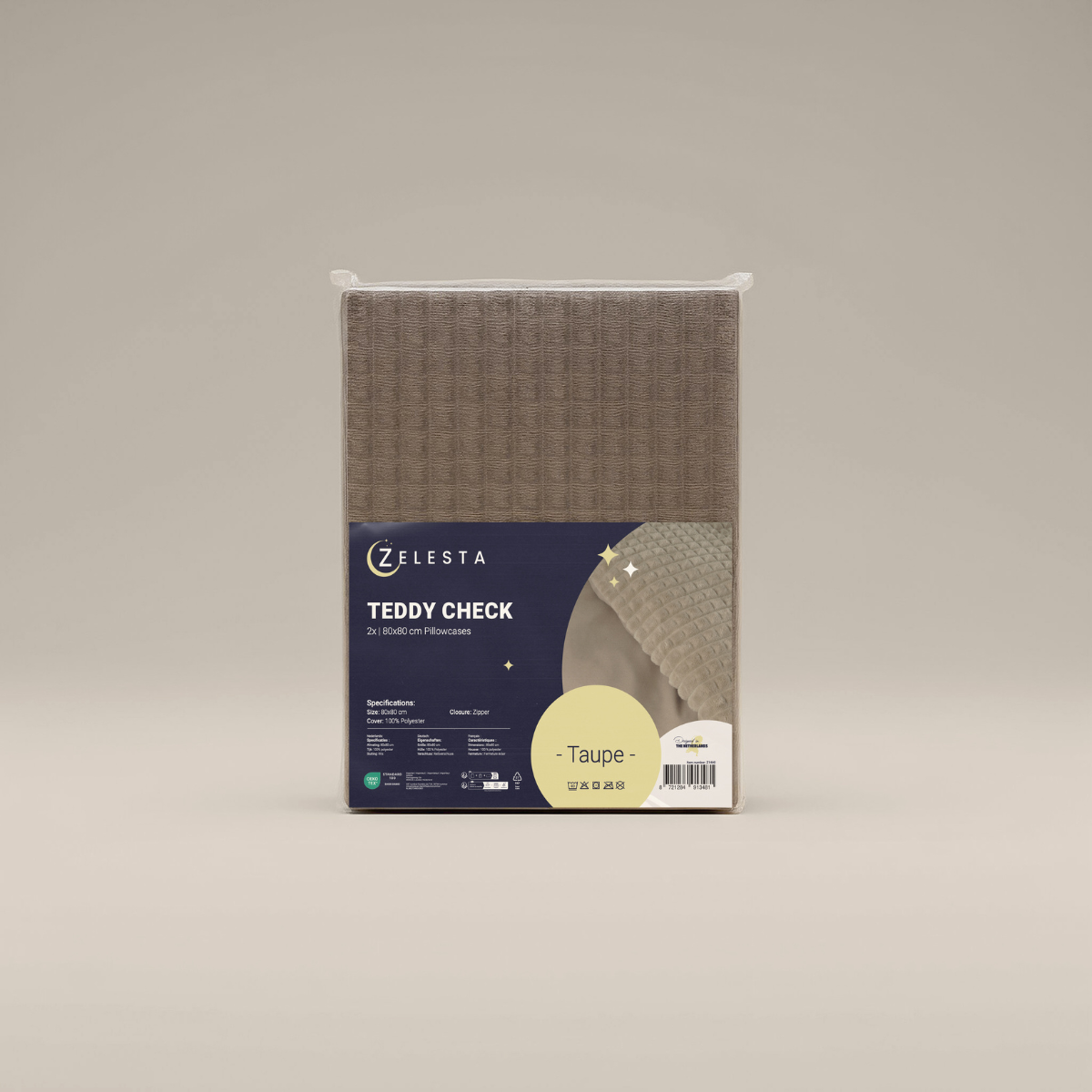 Zelesta Teddy Check Kussensloop Set van 2 - Taupe