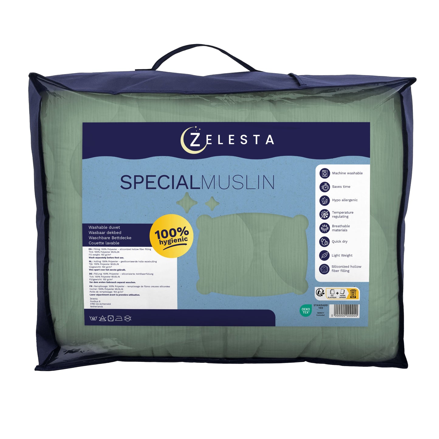 Zelesta Special Muslin Summer Duvet - Eucalyptus Green