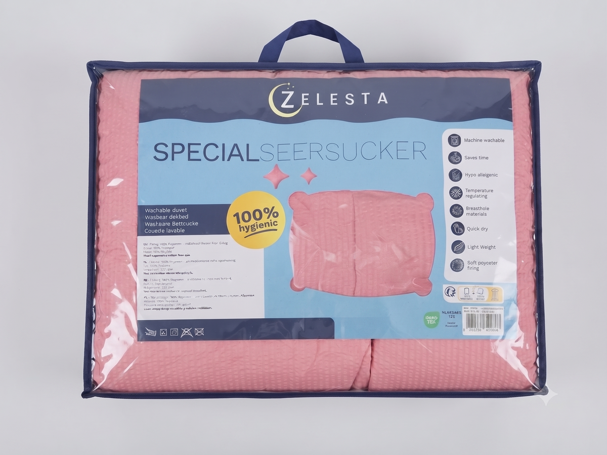Zelesta Comfort Structure Seersucker Duvet - Pink & Light Pink