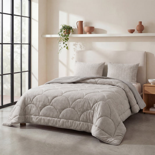 Zelesta Special Flannel Luxe Duvet - Taupe & Grey