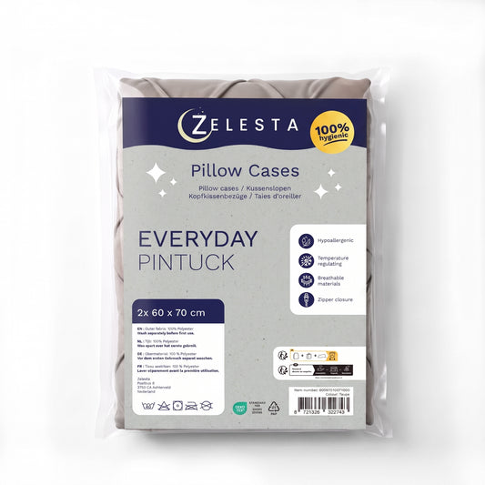 Zelesta Everyday Pintuck Pillowcase Set Of 2 - Taupe