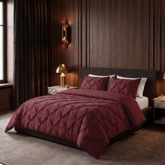 Zelesta Everyday Pintuck Duvet - Wine Red