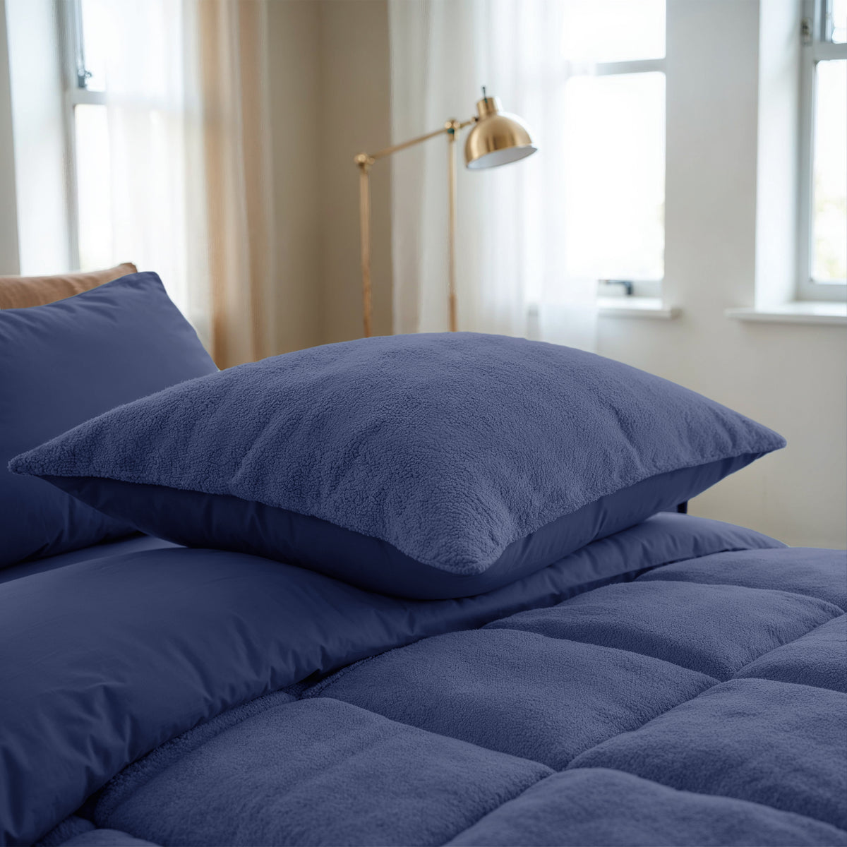 Zelesta Teddy Pillowcase Set Of 2 - Marine Blue