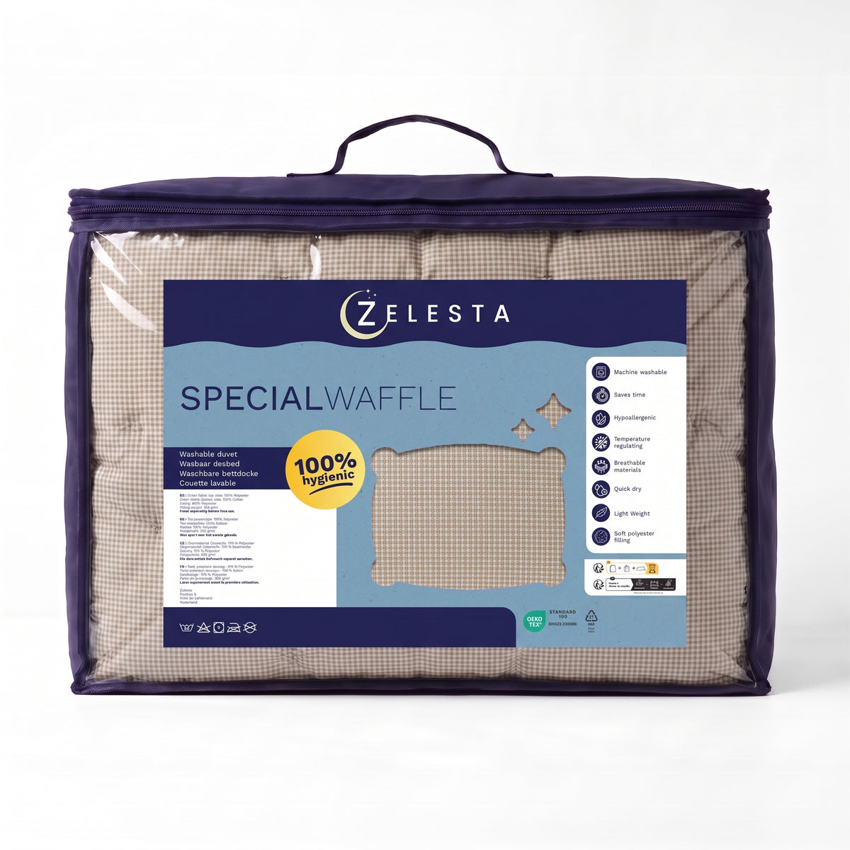 Zelesta Special Wafel Percal Dekbed - Bruine Mix