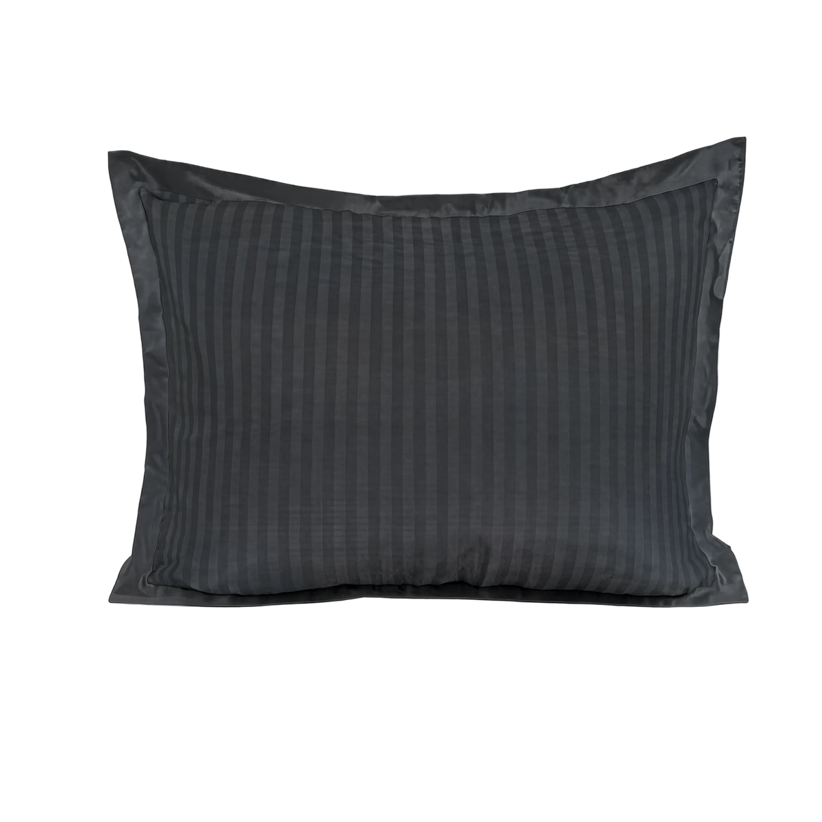 Zelesta Deluxe Hotel Stripe Satijn Katoen Kussensloop Set Van 2 - Antraciet