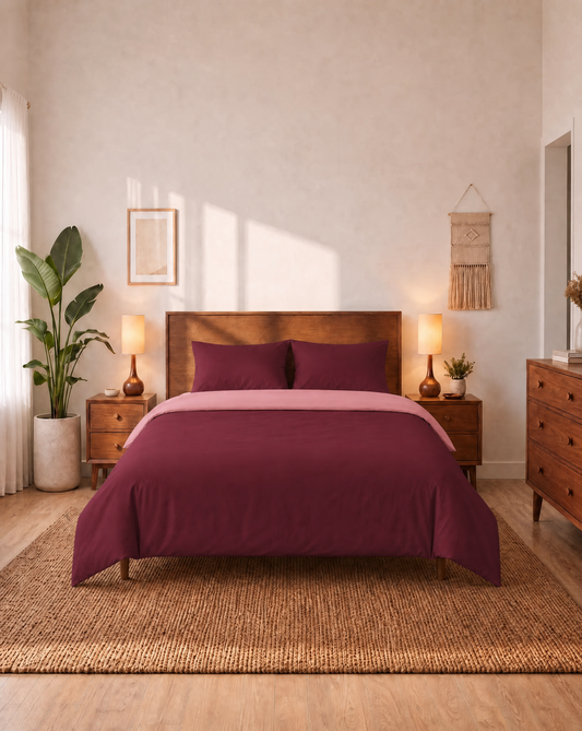 Zelesta Comfort Duo Naadloos Dekbed - Oudroze & Bordeauxrood