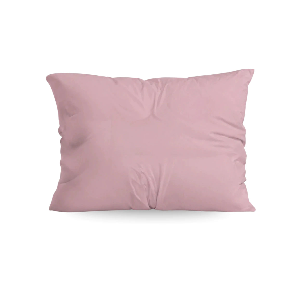 De Zelesta Comfort Uni kussenslopen set van 2 in oud roze heeft zachte, licht gerimpelde microvezel hoezen met een luxe rits; deze wasmachine geschikte kussenslopen zijn afgebeeld tegen een effen witte achtergrond.