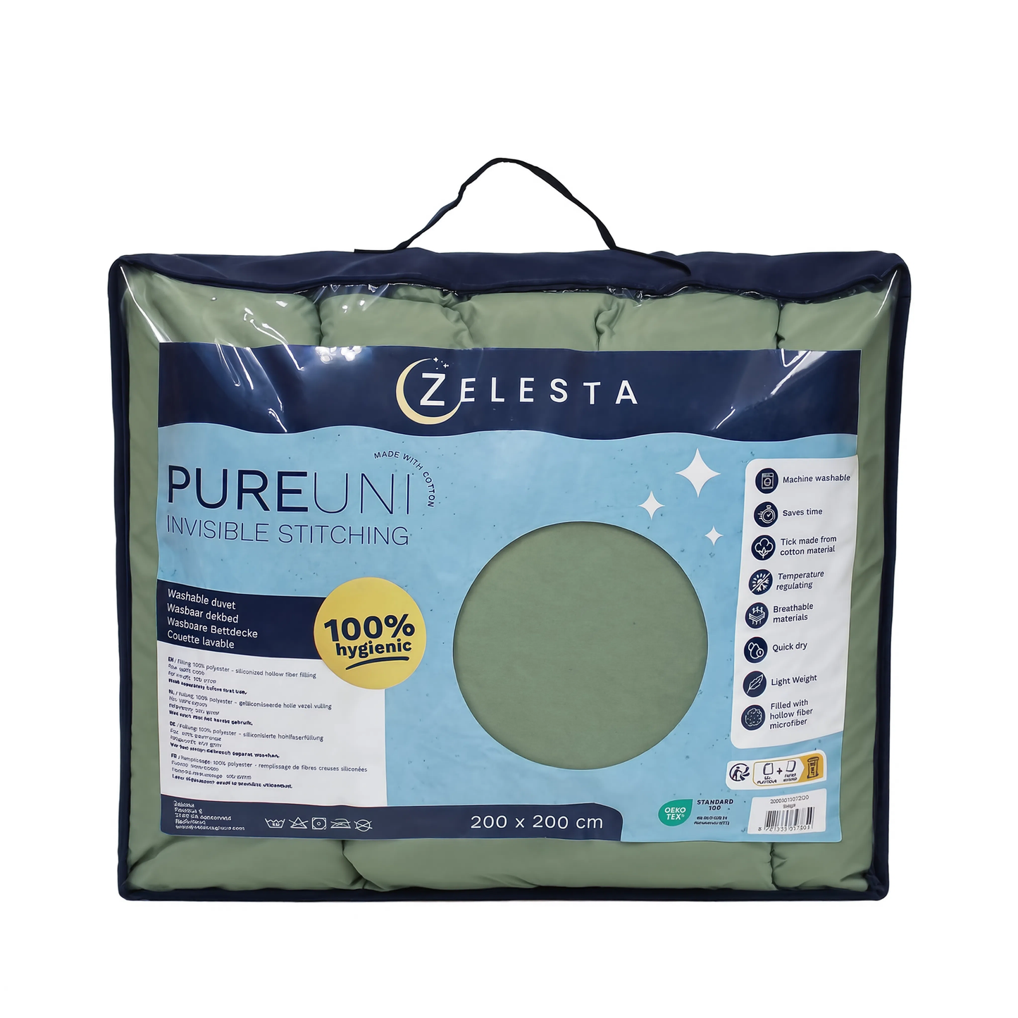 Zelesta Pure Uni Naadloos Katoenen Dekbed - Loden Groen