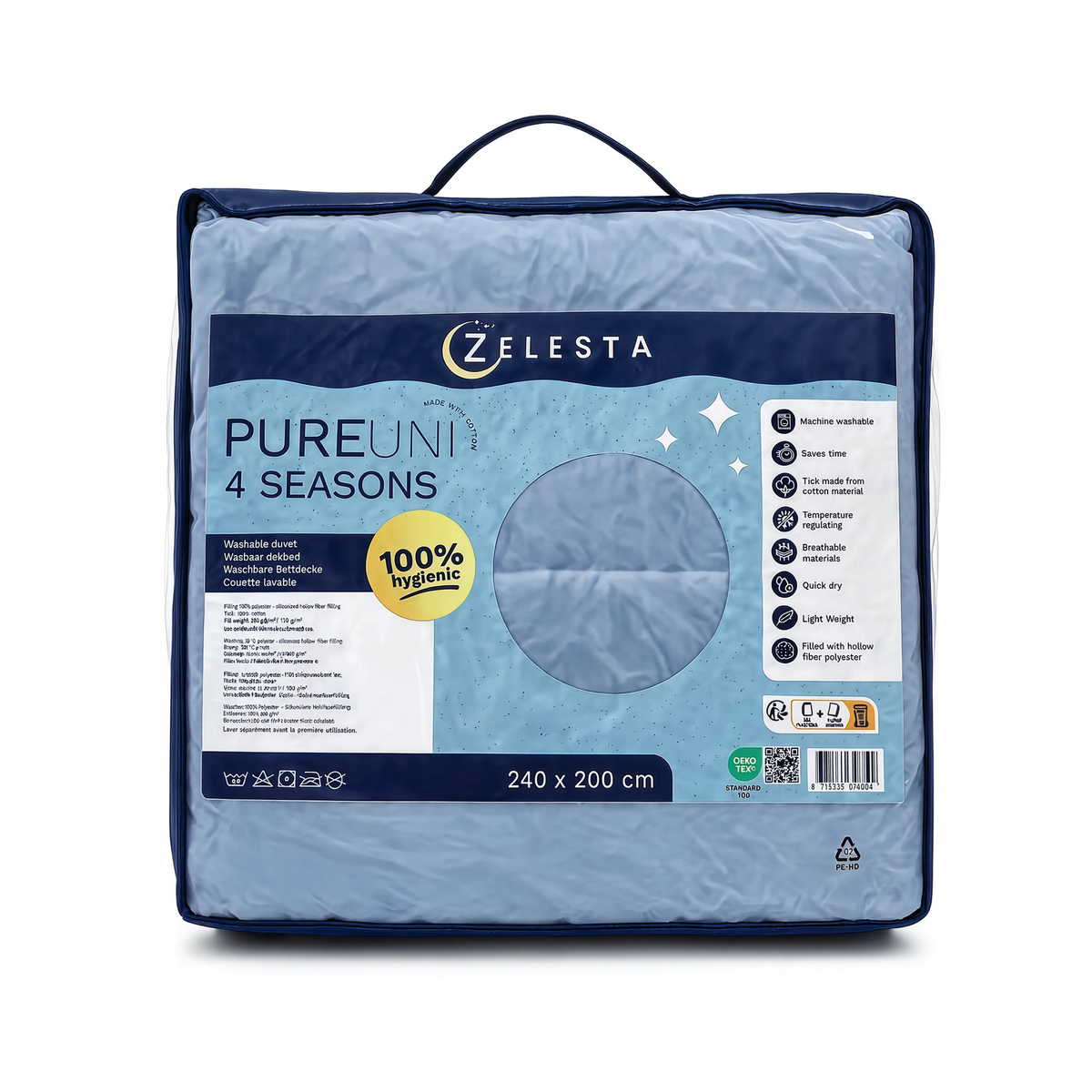 Zelesta Pure Uni 4-Season Cotton Duvet - Blue