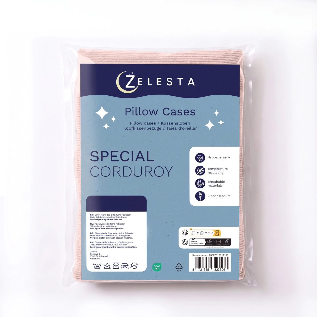 Zelesta Special Corduroy Katoenen Kussensloop Set Van 2 - Stoffig roze