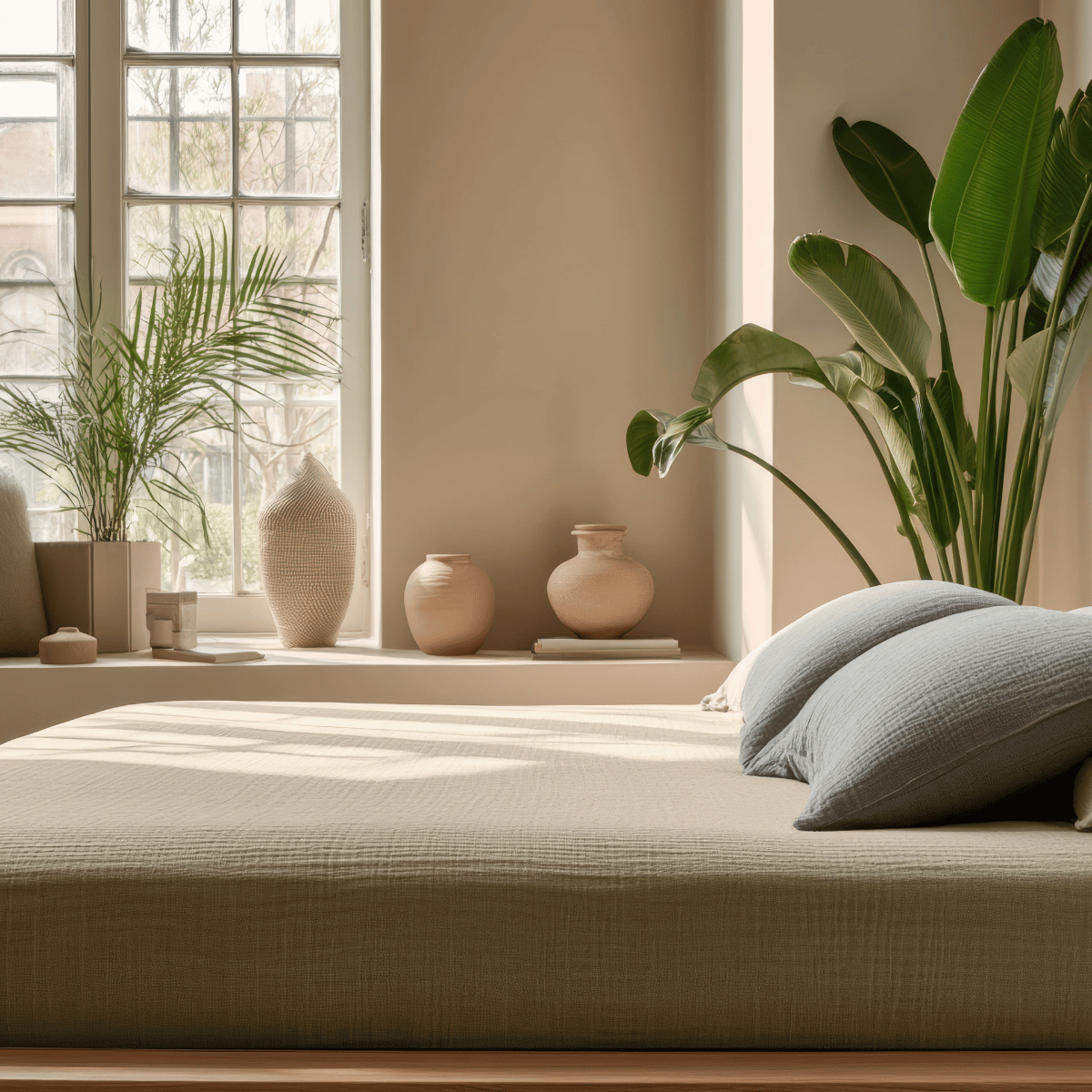 Mousseline Hoeslaken - Sand