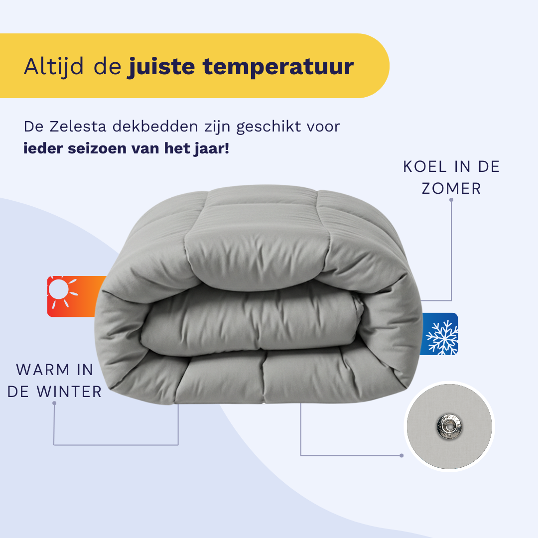 Zelesta Wonderbed 4 Seasons Double Katoen - Morning Grey