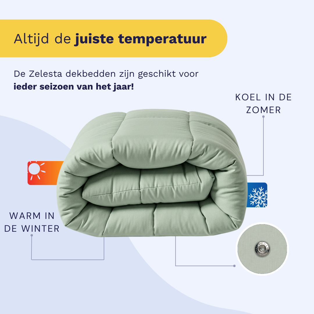 Zelesta Wonderbed 4 Seasons Double Katoen - Natural Green