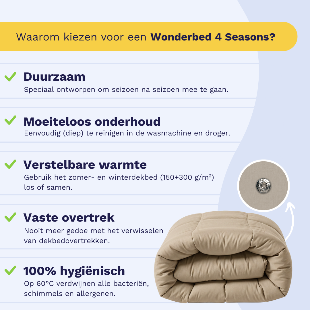 Zelesta Wonderbed 4 Seasons Double Katoen - Taupe Blush