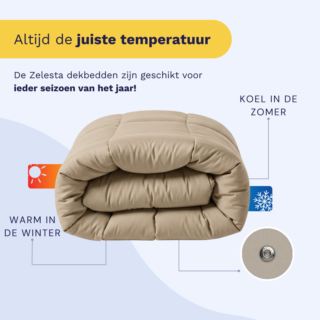 Zelesta Wonderbed 4 Seasons Double Katoen - Taupe Blush