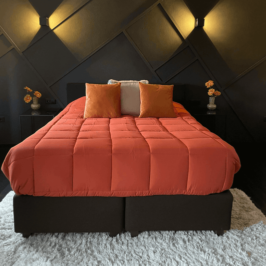 Sfeerbeeld van Zelesta Easybed - Lichtgrijs & Gember dekbed