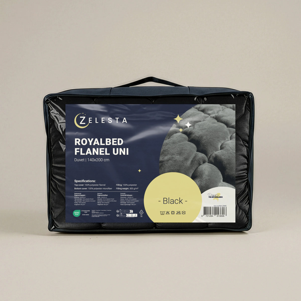 Zelesta Flanel Uni - Zwart