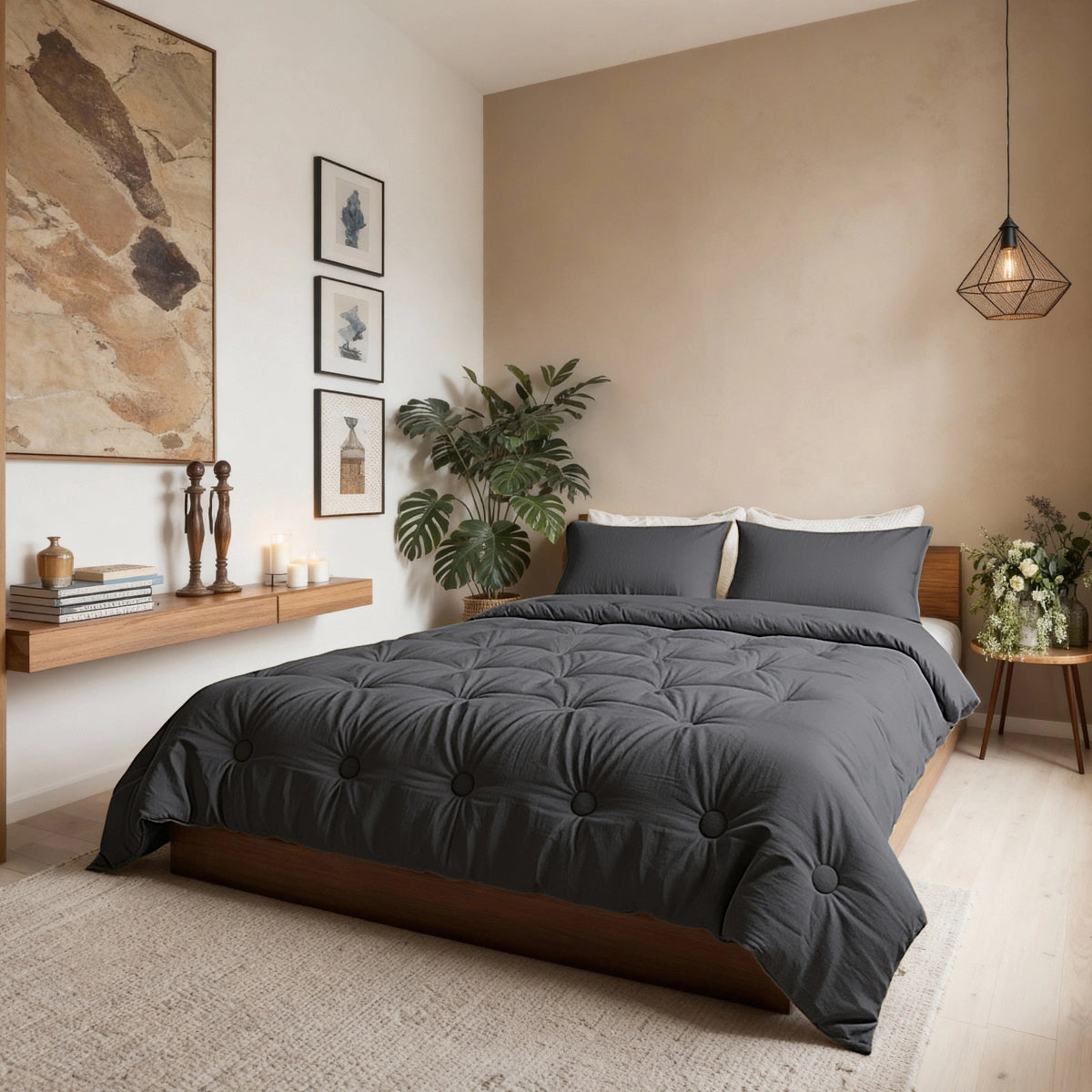 Zelesta Japandibed Katoen Mousseline - Anthracite