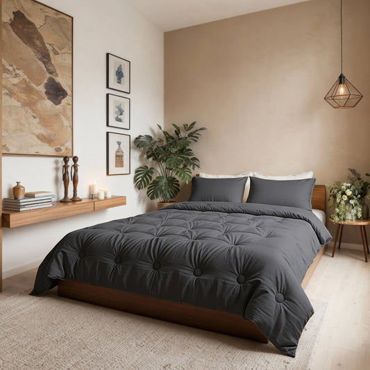 Zelesta Japandibed Katoen Mousseline - Anthracite