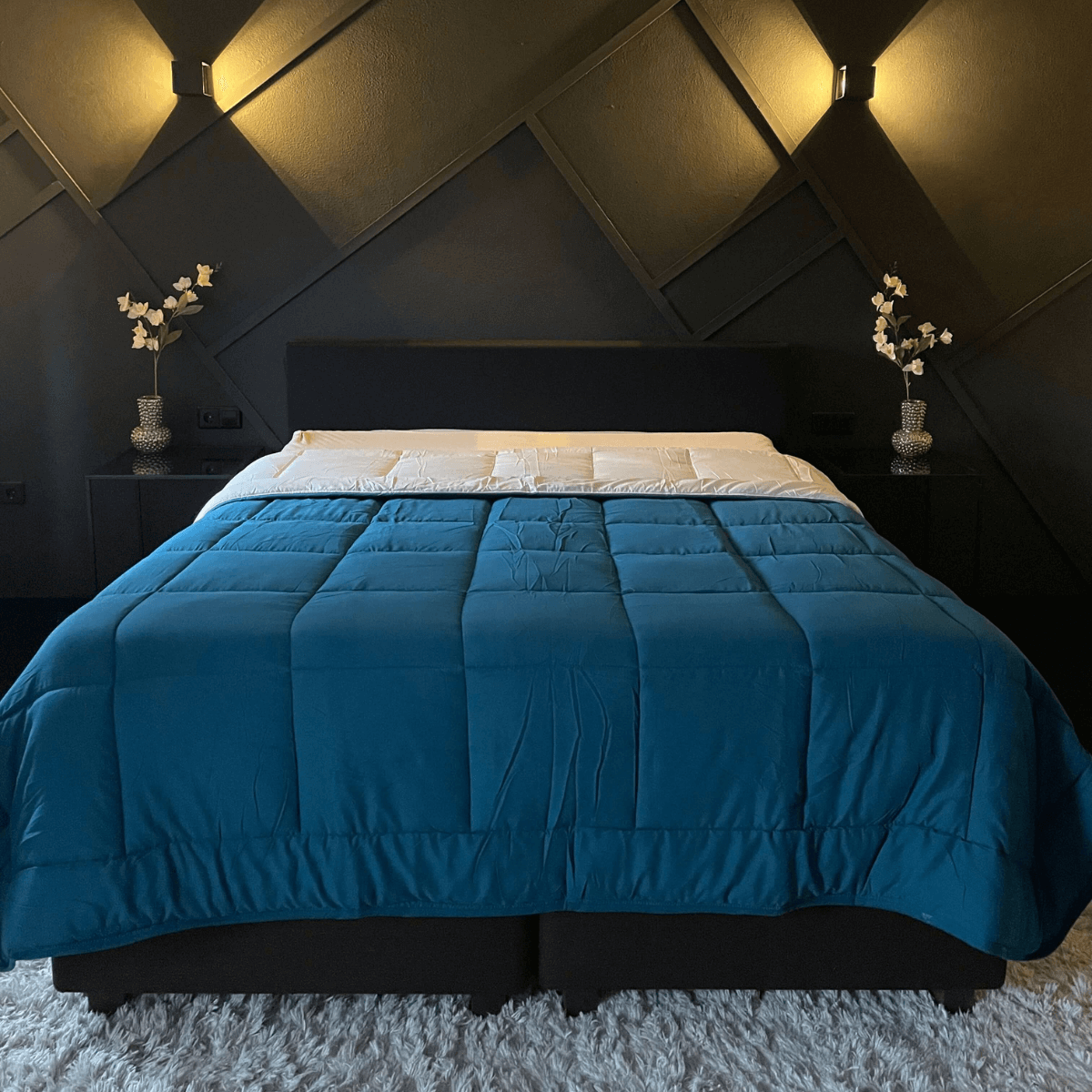 zelesta easybed turqoise en beige dekbed zonder overtrek 2 kleuren