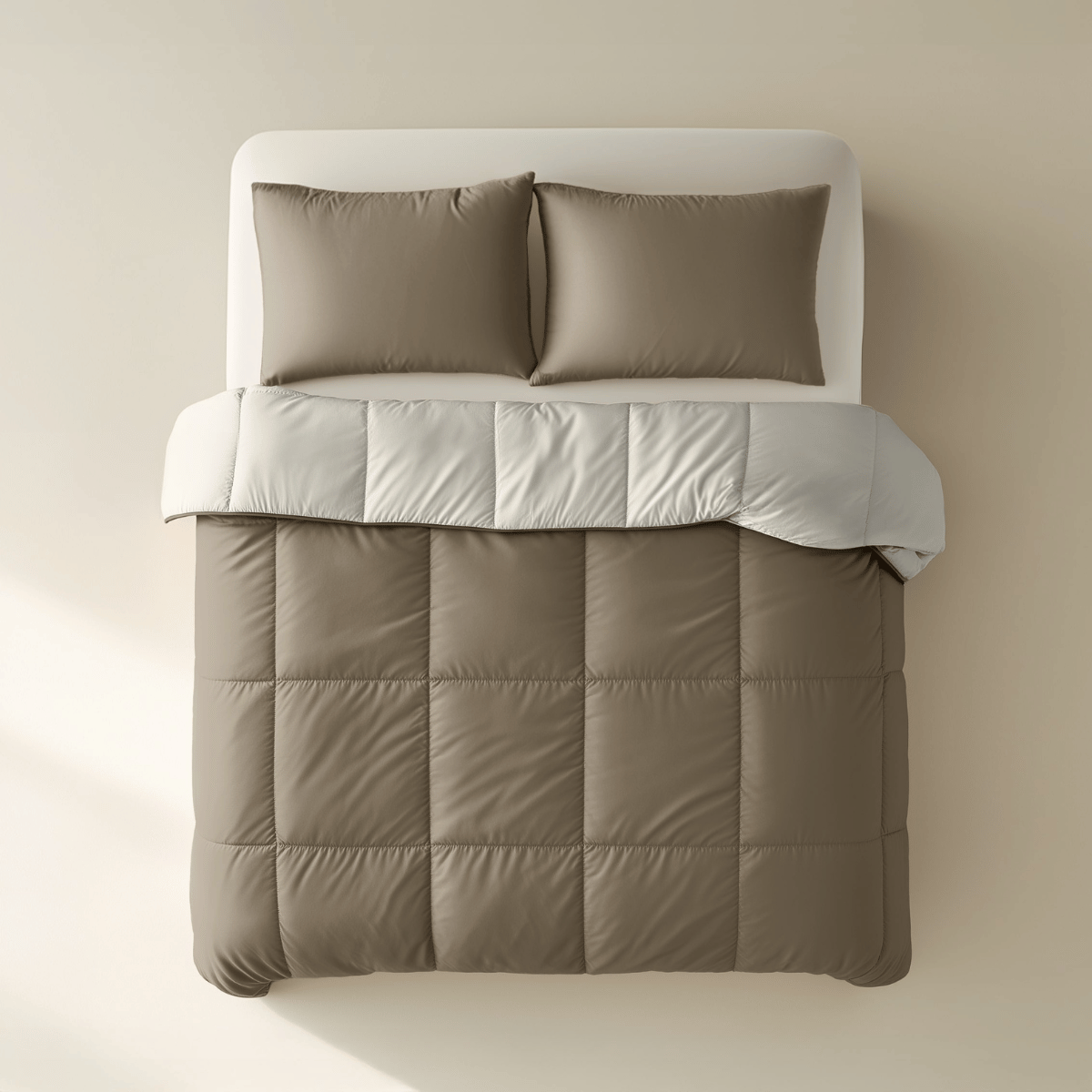 Zelesta Deluxe Duo Percale Cotton Duvet - Taupe & Cream