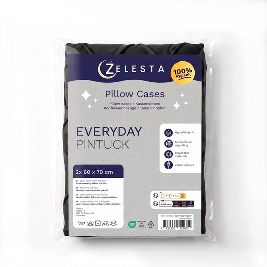 Zelesta Everyday Pintuck Pillowcase Set Of 2 - Black