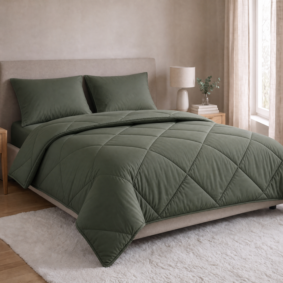 Zelesta Comfort Uni Diamond Pillowcases Set Of 2 - Green