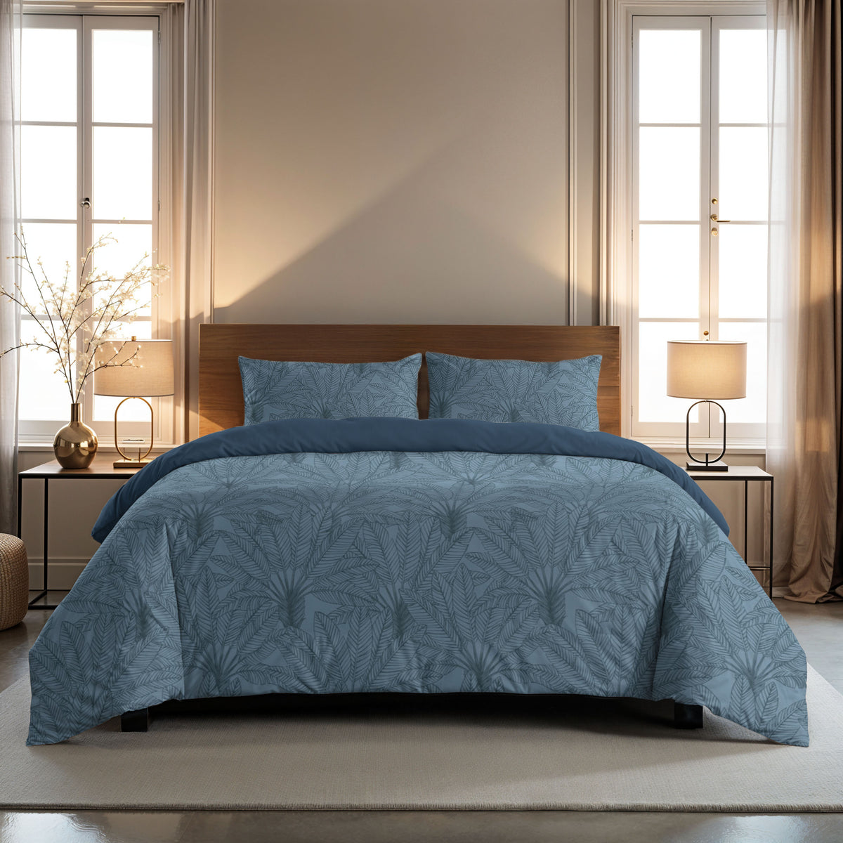 Zelesta Comfort Design Naadloos Dekbed - Botanical Line Art Blue