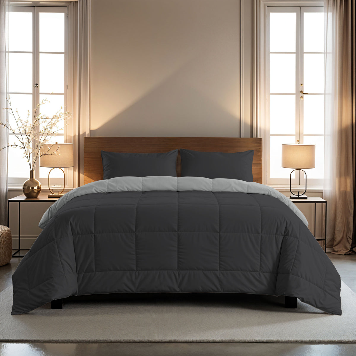 Zelesta Comfort Duo 4-Seizoenen Dekbed - Zwart & Grijs