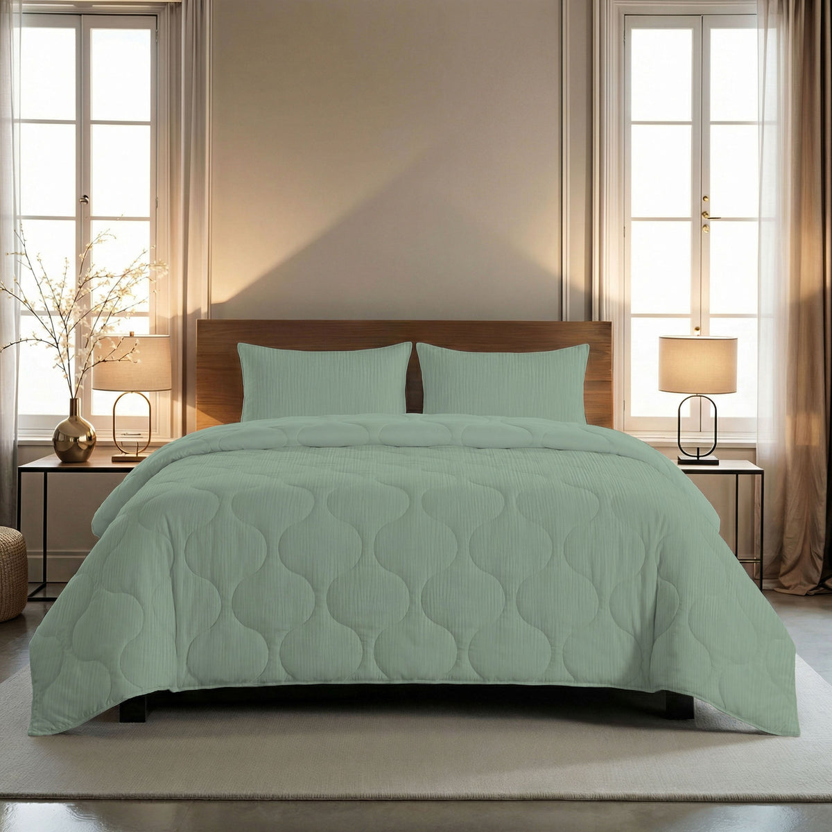 Zelesta Special Muslin Summer Duvet - Eucalyptus Green