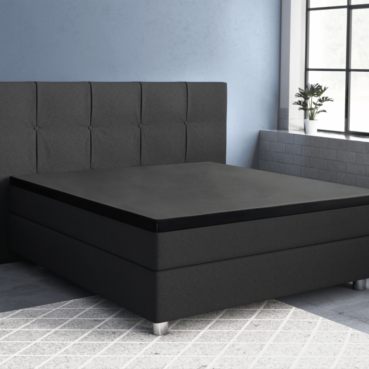 Primaviera Deluxe Topper Satijn Hoeslaken Zwart