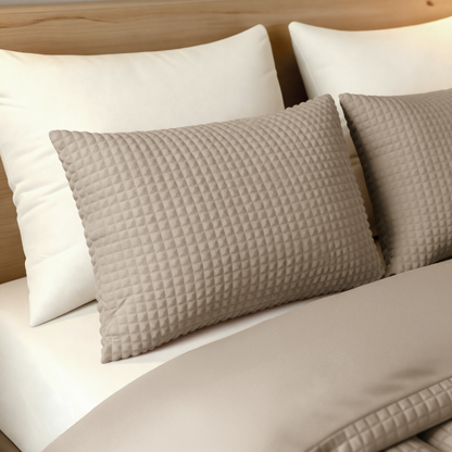 Zelesta Teddy Check Kussensloop Set van 2 - Taupe