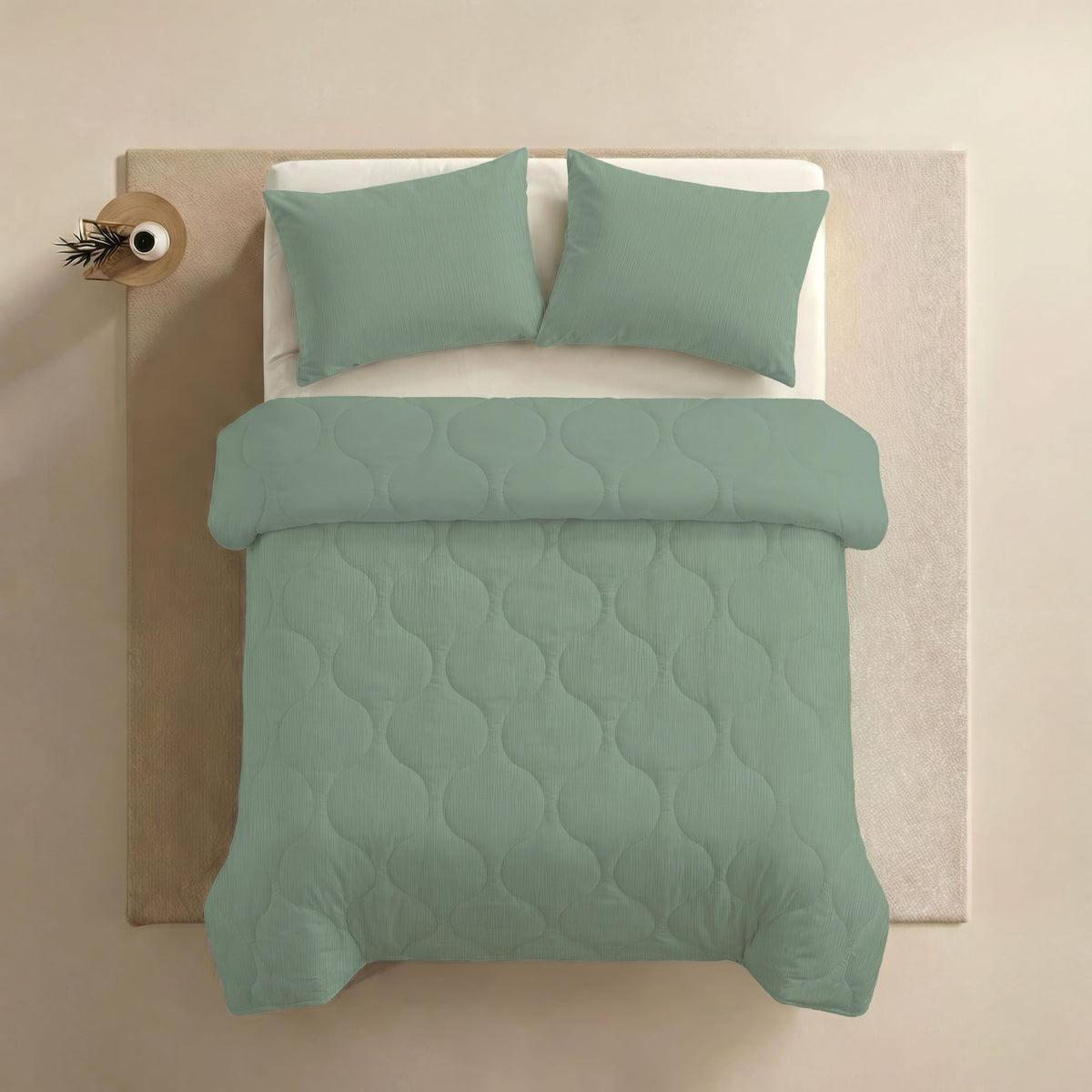 Zelesta Special Mousseline Kussensloop Set van 2 - Eucalyptusgroen