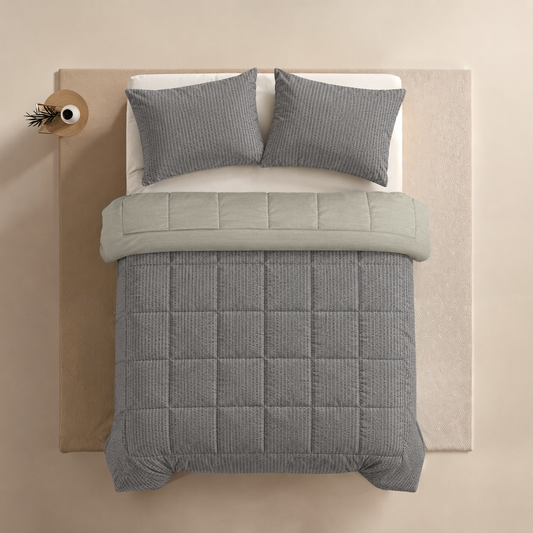 Zelesta Comfort Structure Seersucker Kussensloop Set van 2 - Grijs