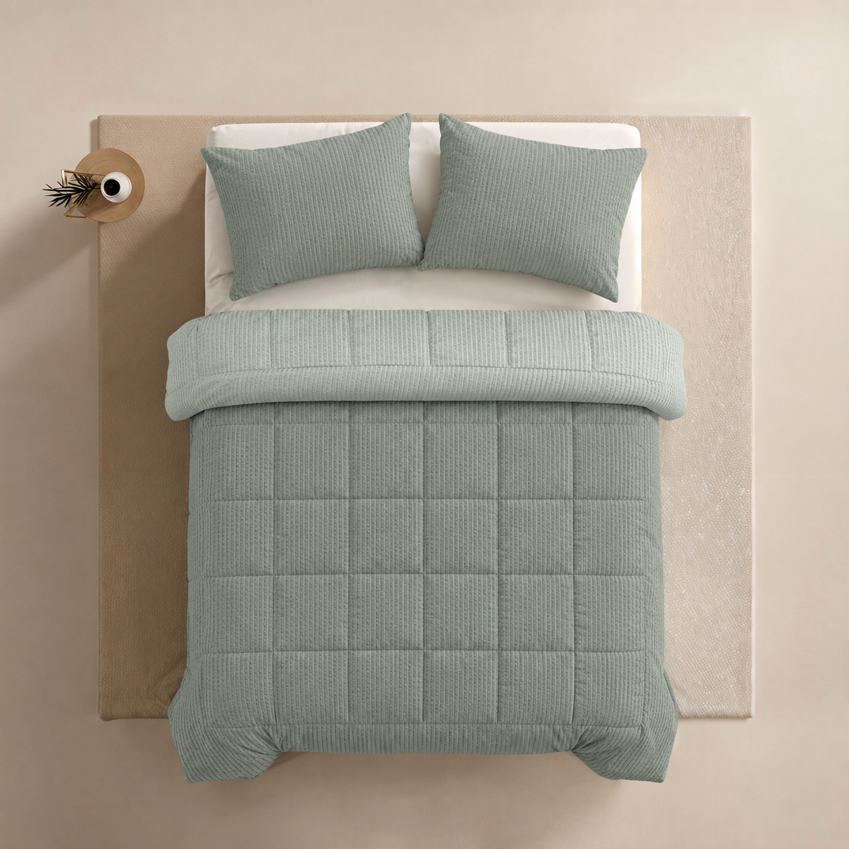 Zelesta Comfort Structure Seersucker Duvet - Dark Green & Green