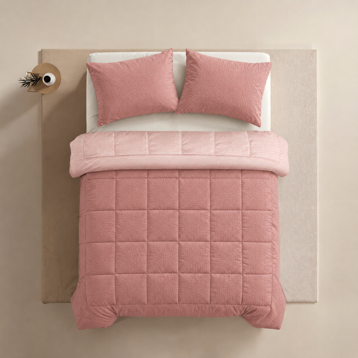 Zelesta Comfort Structure Seersucker Duvet - Pink & Light Pink