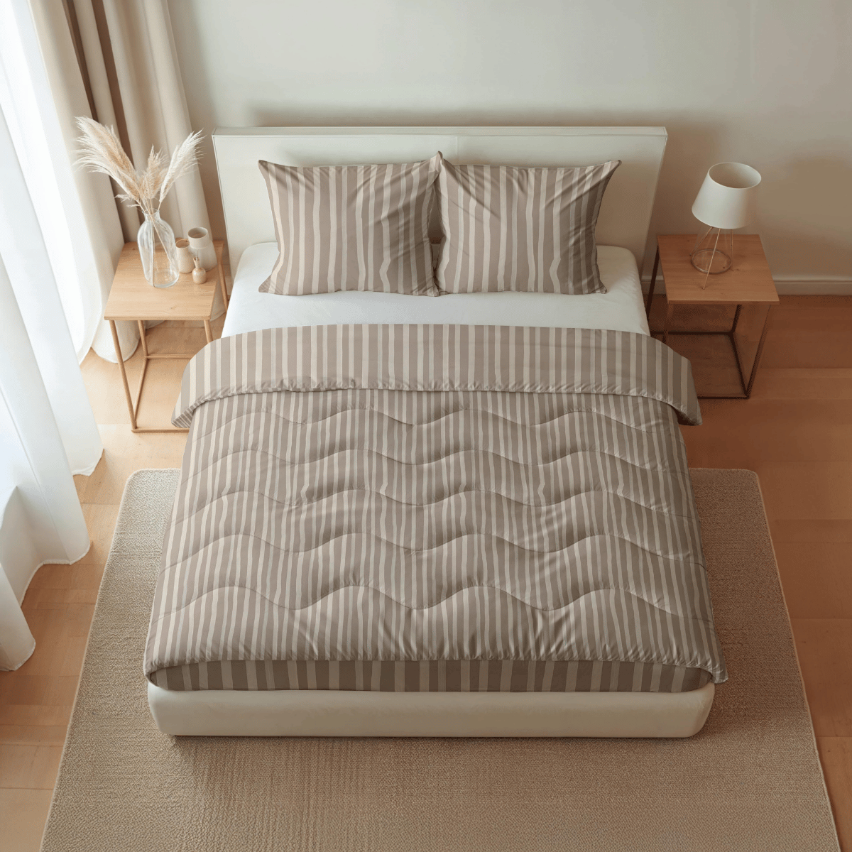Zelesta Pure Design Katoenen Kussensloop Set van 2 - Brown Stripes