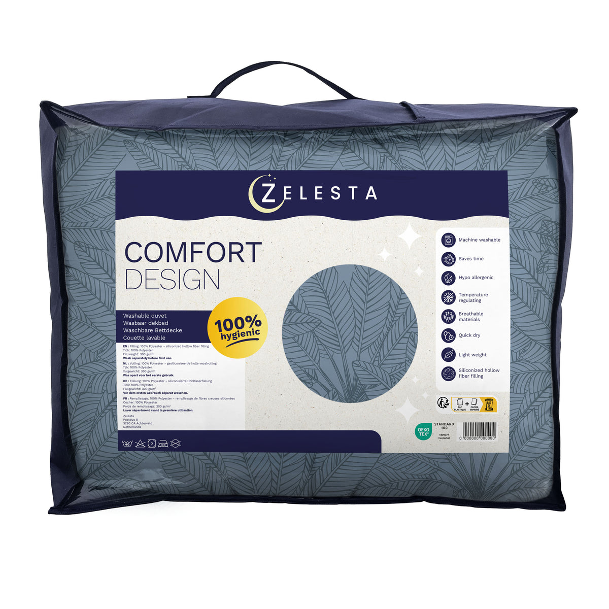 Zelesta Comfort Design Naadloos Dekbed - Botanical Line Art Blue