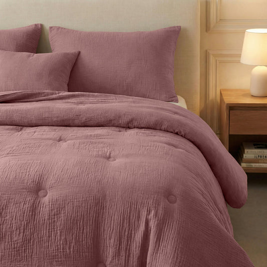 Zelesta Deluxe Cotton Muslin Duvet - Dusty Pink