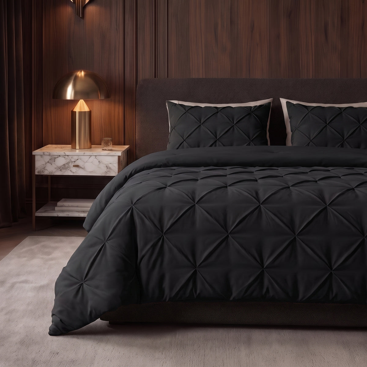 Zelesta Everyday Pintuck Duvet - Black