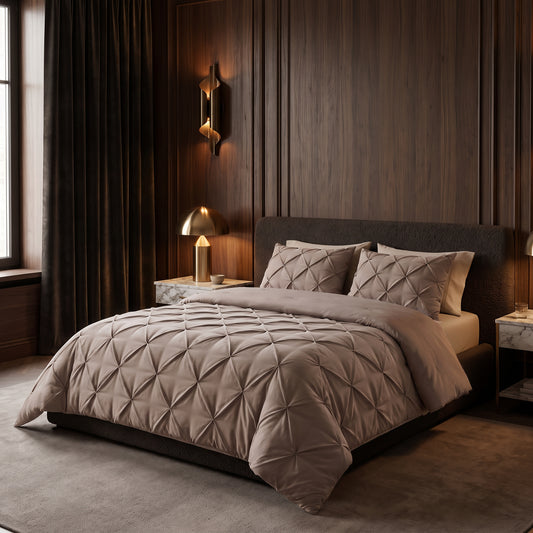 Zelesta Everyday Pintuck Duvet - Taupe