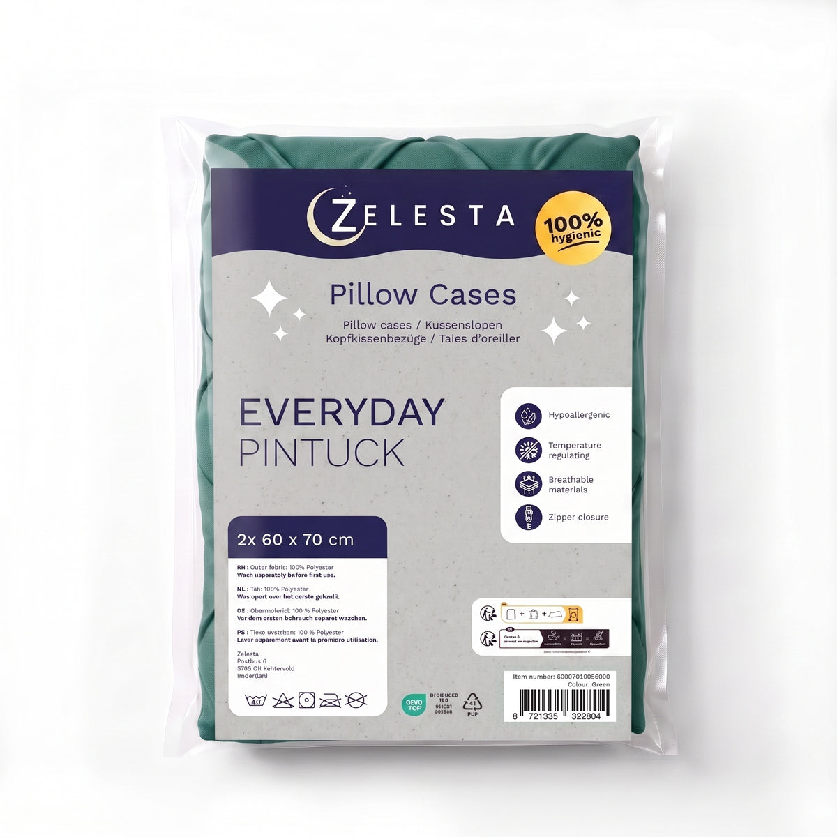 Zelesta Everyday Pintuck Pillowcase Set Of 2 - Sea Green