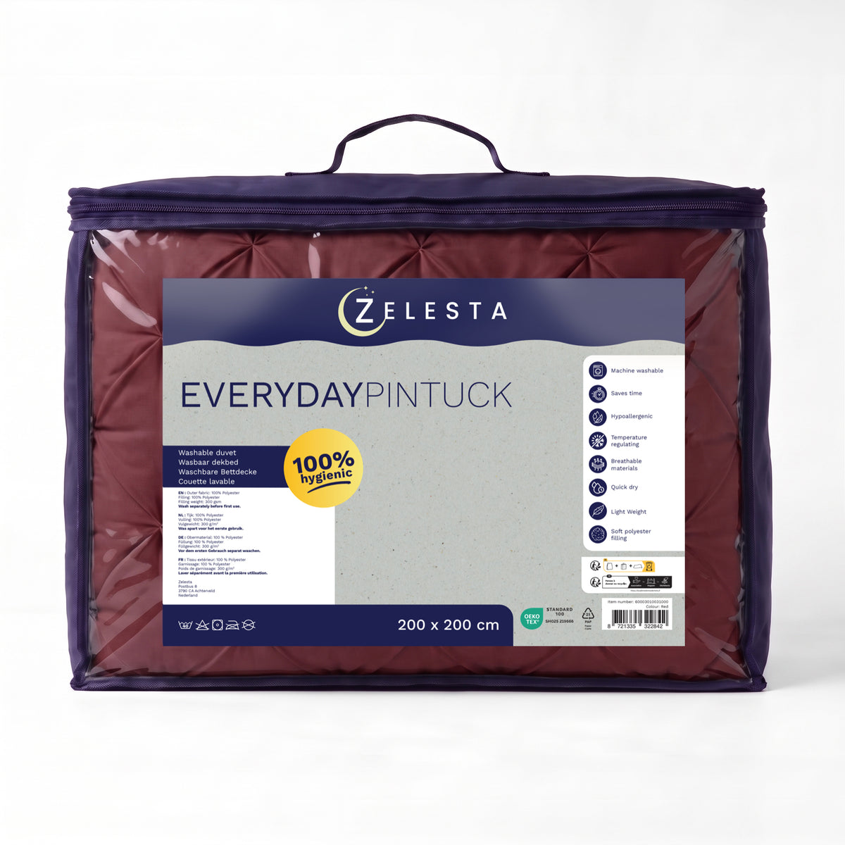 Zelesta Everyday Pintuck Duvet - Wine Red