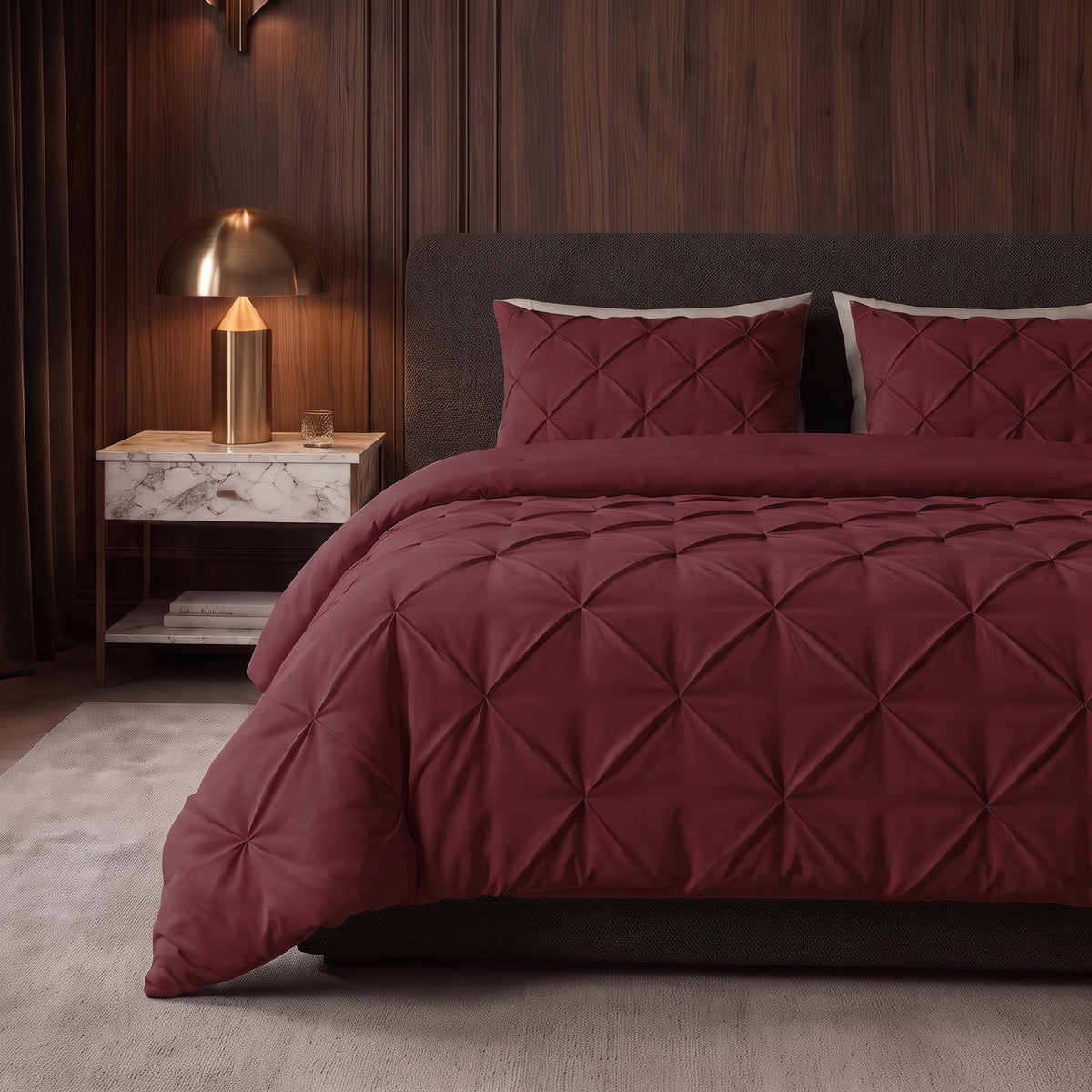 Zelesta Everyday Pintuck Duvet - Wine Red