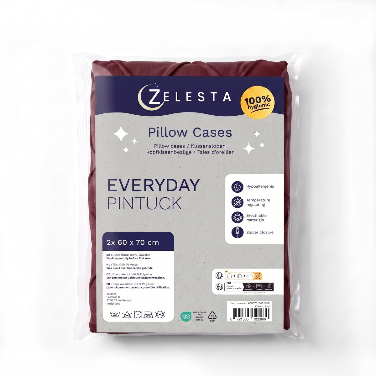 Zelesta Everyday Pintuck Pillowcase Set Of 2 - Wine Red