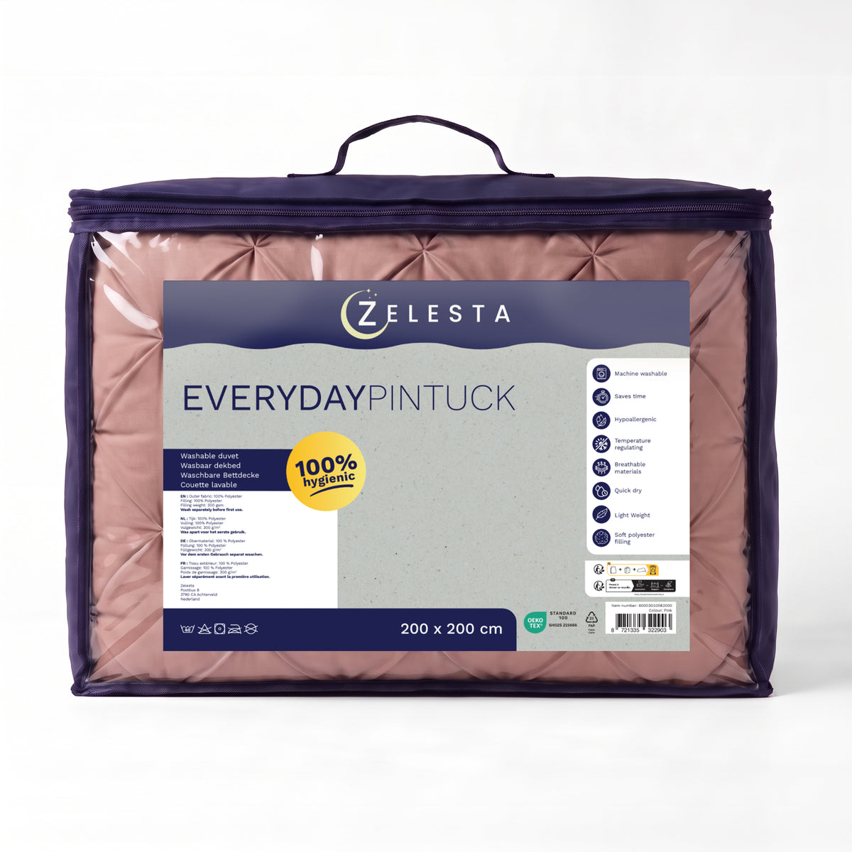 Zelesta Everyday Pintuck Duvet - Dusty Pink