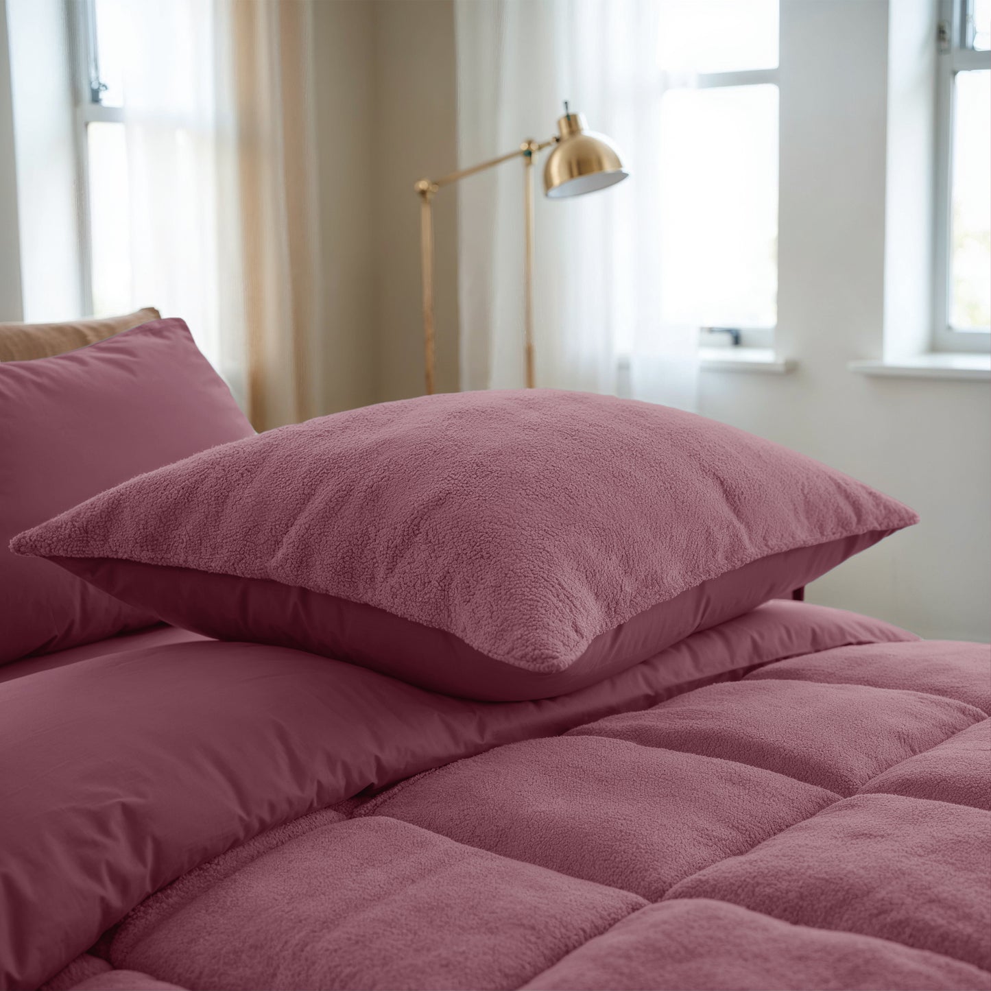 Zelesta Teddy Pillowcase Set Of 2 - Bordeaux Red