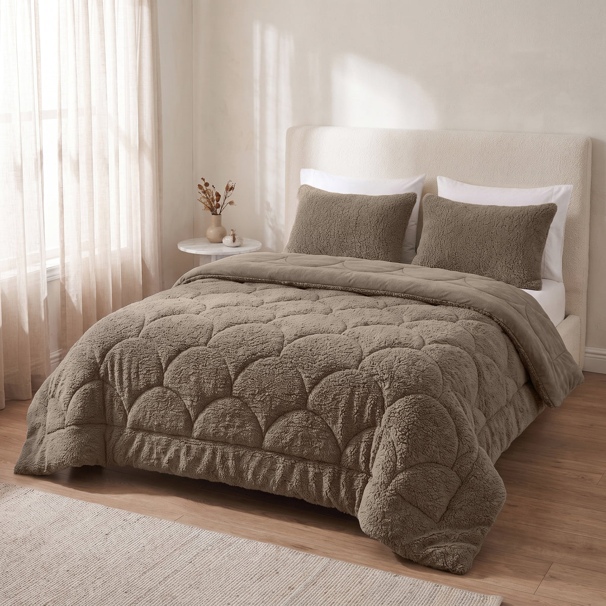 Zelesta Special Teddy Chenille Dekbed - Donkertaupe